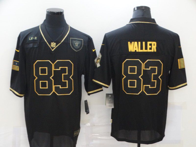 Men Oakland Raiders #83 Waller Black Retro Gold Lettering 2020 Nike NFL Jersey->oakland raiders->NFL Jersey